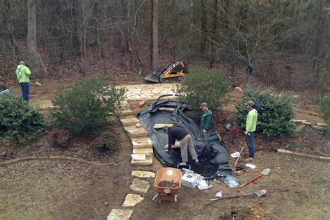 Waterfall, Stone Staircase, & Elevated Hardscape Project | Southern ...