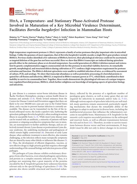 HtrA A Temperature And Stationary Phase Activated Protease Involved