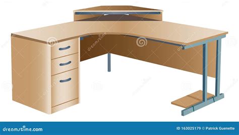 Angled corner office desk stock vector. Illustration of wooden - 163025179