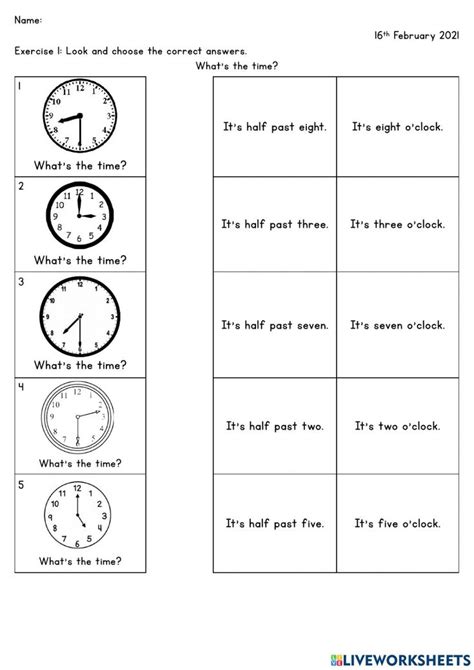 Worksheet For Telling Time To The Hour And Five O Clock On Each Page