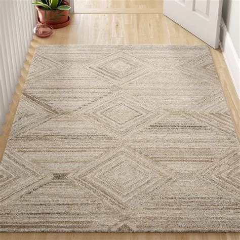 Caper Geometric Hand Tufted Wool Tan Area Rug In Area Rugs Boho