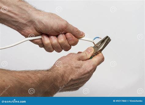 Removing Insulation From Wires Stock Photo Image Of Pliers Industry