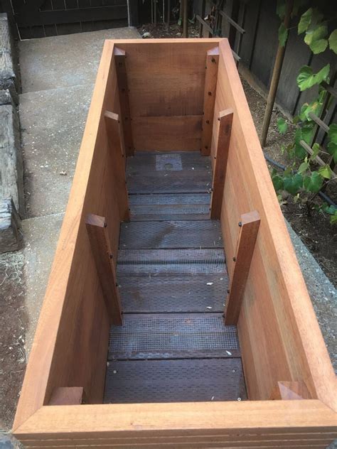 Original Modern Slatted Redwood Planter Box With Wheels Etsy Canada