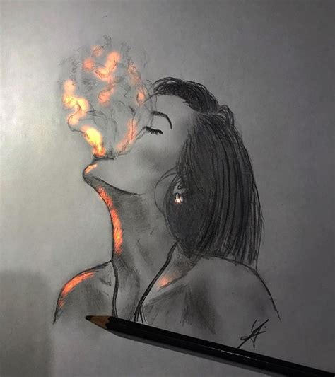 Cigarette Drawing Cigarette Girl Smoke Drawing Smoke Art Painting