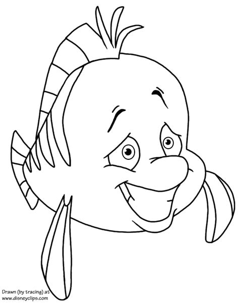 Flounder Coloring Pages From The Little Mermaid