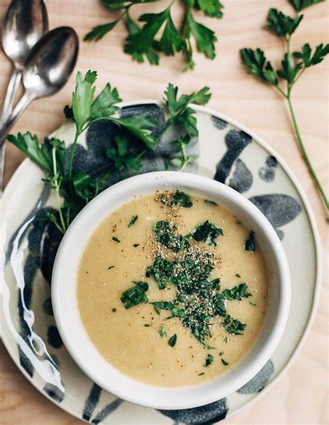 Roasted Garlic Soup With Potatoes Shallots And Fresh Herbs Ricetta