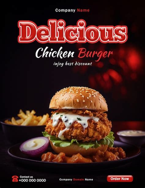 Delicious Burger Poster Template Fast Food Social Media Vertical Promotion Banner Poster Design