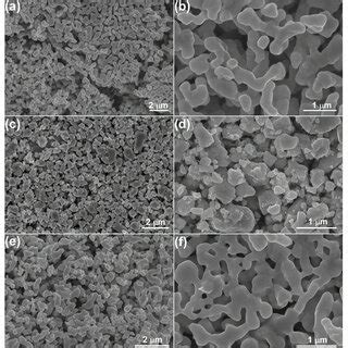 Low And High Magnification SEM Micrographs Of The Products A B Pr 2