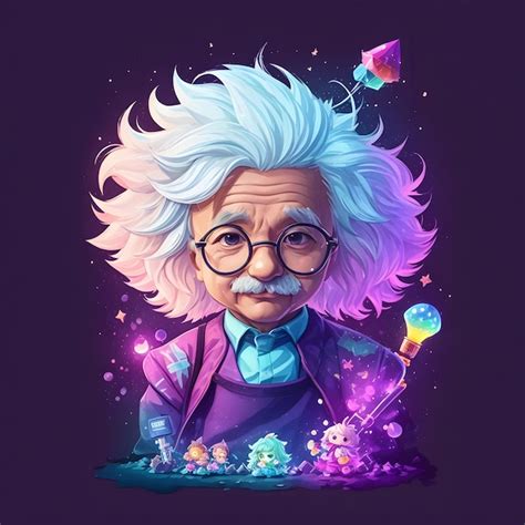 Personaje De Dibujos Animados De Albert Einstein Foto Premium