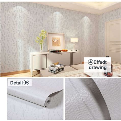 Jual Wallpaper Dinding Motif Wave Garis Salur Putih Silver Minimalis