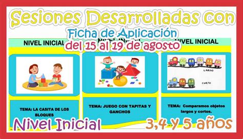 Sesiones Desarrolladas del 15 al 19 de agosto para niños de 3 4 y 5