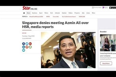 Malaysias Azmin Ali Now Says No Meeting Over Hsr In Singapore But Met