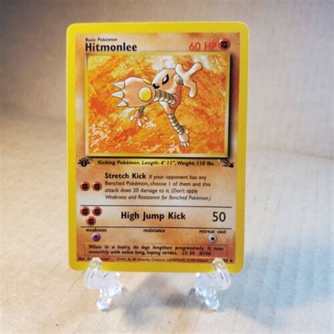 Hitmonlee 22 62 Regular Rare Fossil 1st Edition Pokemon TCG 1999 WoTC