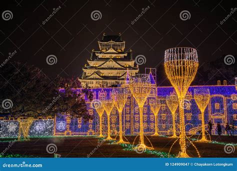 Osaka Castle Night Illumination the Greatest Light Show in Osaka Stock Image - Image of ...