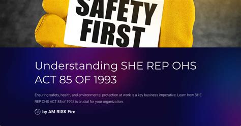 Understanding She Rep Ohs Act 85 Of 1993 Gamma