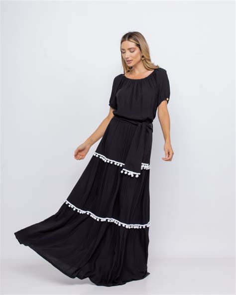 Vestido Longo Em Viscose Faixa Express O Moda Feminina