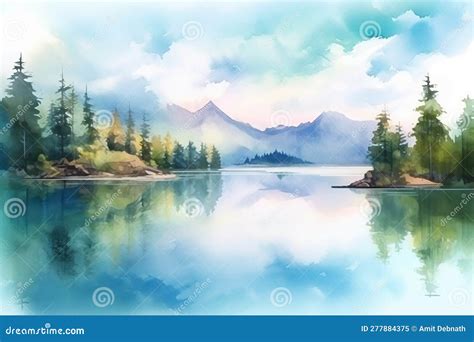 Watercolor Lakes Illustration Stock Illustration - Illustration of ...