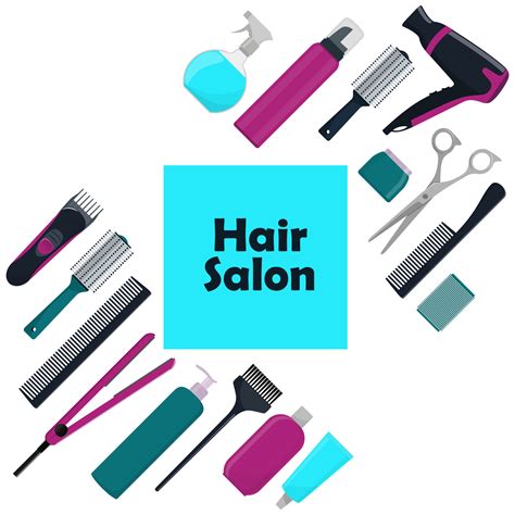 Hair salon concept. Tools and cosmetic products for hair care