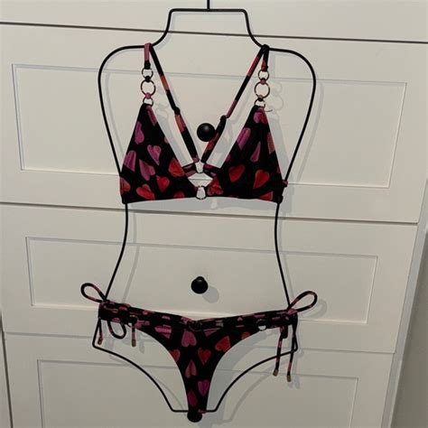 Victoria S Secret Swim Victorias Secret Black And Pink Heart Bikini