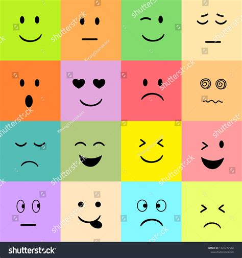 Set Colorful Emoji Background Stock Vector (Royalty Free) 1726277548 ...