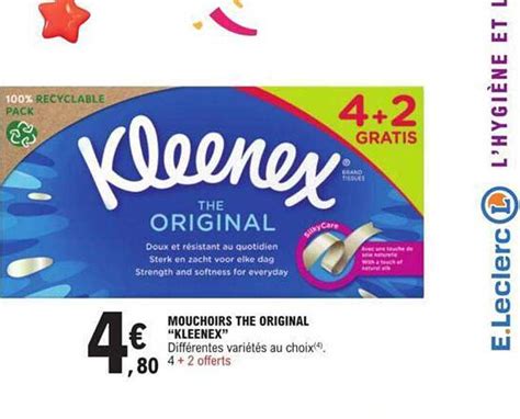 Promo Mouchoirs The Original Kleenex Chez E Leclerc Icatalogue Fr