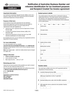 Fillable Online Humanservices Gov Notification Of Australian Business