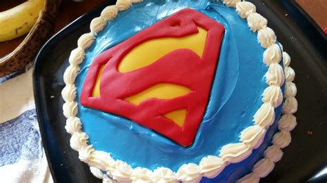 Superman Theme Cake With Fondant Logo