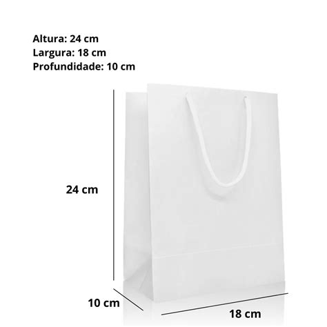 Sacola Papel Pequena Branca 18x24x10 Kit 50 Unidades IDEAL PACK