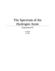 Experiment 7 - The Spectrum of the Hydrogen Atom - The Spectrum of the ...