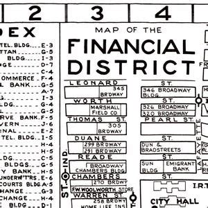 New York City Map : Financial District Map Archival New York Map Print ...