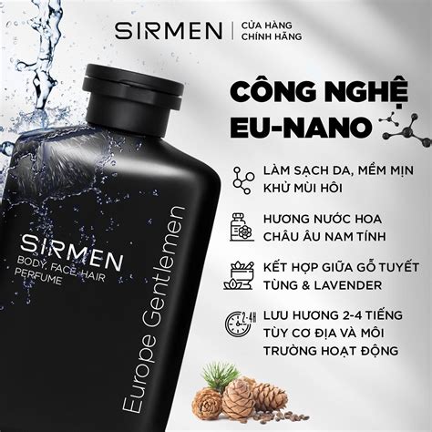 Sữa Tắm Gội Nam 4 in 1 Hương Nước Hoa Châu Âu SIRMEN Europe Gentlemen