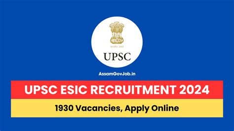 Upsc Esic Recruitment Vacancies Eligibility Fee Apply Online