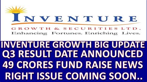 Inventure Growth Share News Crores Fund Raise Right Issue News