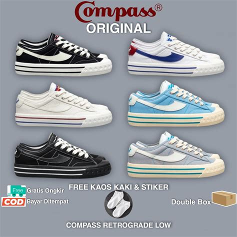 Jual Original Compass Retrograde Low Black White Cream White Blue