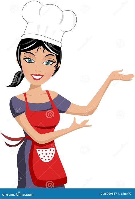 Smiling Beautiful Woman Chef Showing Stock Vector Illustration Of