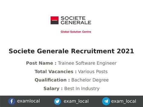 Societe Generale Recruitment Various Trainee Software Engineer