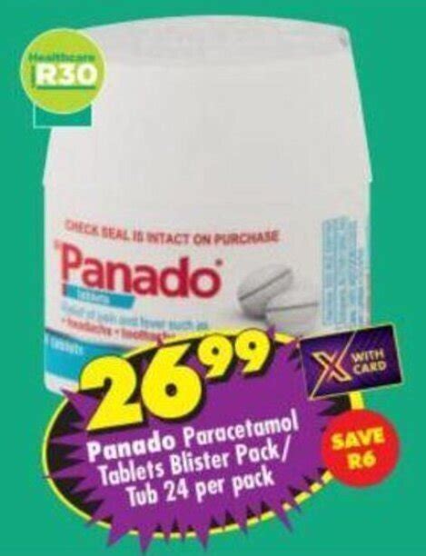 Panado Paracetamol Tablets Blister Pack Tub 24 Per Pack Offer At Shoprite