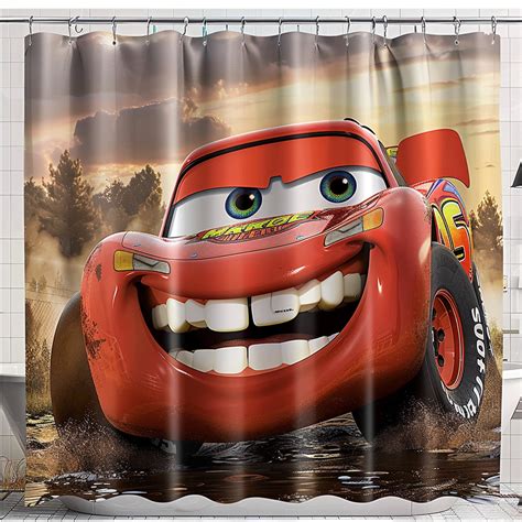 Cars Monster Truck Shower Curtain Lightning Mcqueen Style Fun Design