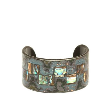 Cuff Bracelet With Abalone Shell Inlaid Etsy Abalone Shell Cuff