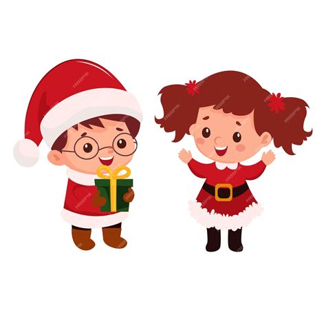 Premium Vector Children In Christmas Costumes Illustration Of