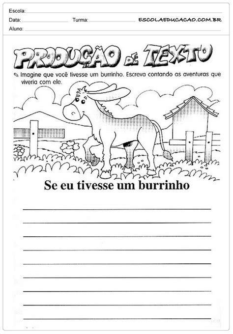 Atividades De Produ O De Texto Ano Produ O De Texto Escola