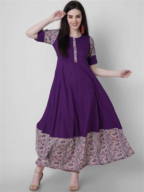 Buy Sanganeri Kurti Ethnic Motifs A Line Maxi Dress Dresses For Women