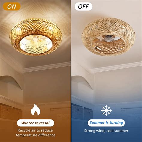 Hummingbird Boho Ceiling Fans With Lights And Remote Rattan Flush