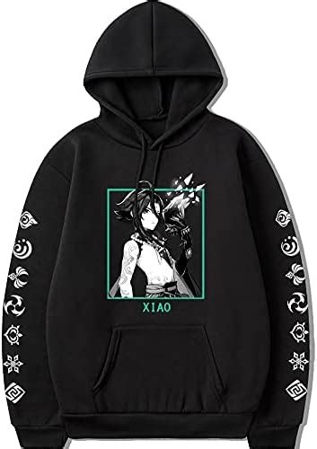 Anime Hoodie Genshin Impact Xiao Hoodie Sweatshirts Pullover Novelty