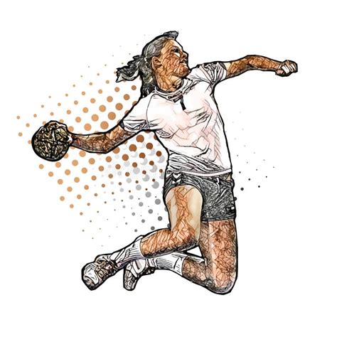 Woman Handball Player Stock Vector Illustration Of Champion