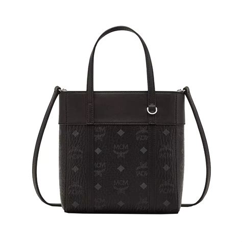 Jual Mcm Mcm Mini Aren Top Zip Shopper In Visetos Crossbody Bag Black