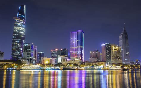 Vibrant Night Lights Of Ho Chi Minh City HD Wallpaper