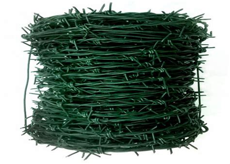 Green Pvc Coated Steel Barbed Wire ，double Strand Twisted Steel Wire