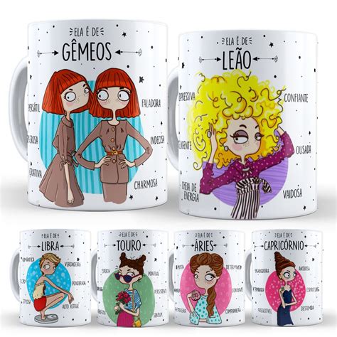 Caneca Personalizada Porcelana Signos Signo Virgem Le O Libra Touro