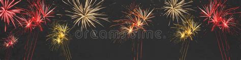 Firework Background Banner Panorama Colorful Festive Firework In